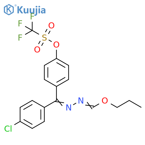 Methanesulfonic acid, trifluoro-,4-[(4-chlorophenyl)[(propoxymethylene)hydrazono]methyl]phenyl ester structure
