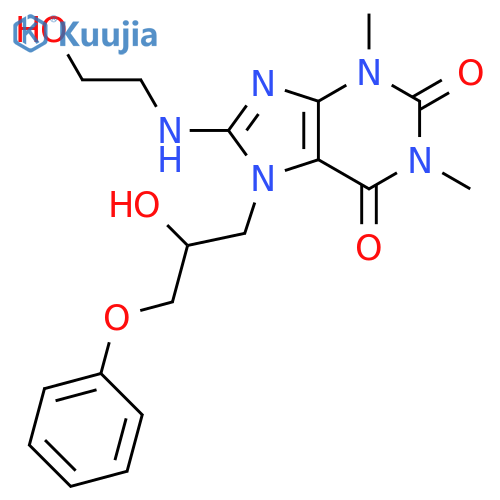 1H-Purine-2,6-dione,3,7-dihydro-8-[(2-hydroxyethyl)amino]-7-(2-hydroxy-3-phenoxypropyl)-1,3-dimethyl- structure
