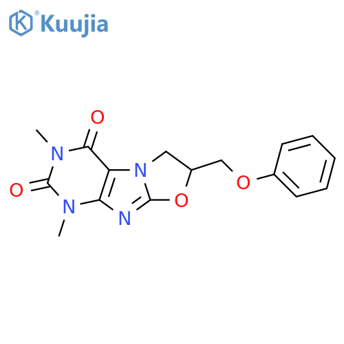 1,3-dimethyl-7-(phenoxymethyl)-1H,2H,3H,4H,6H,7H-1,3oxazolo3,2-gpurine-2,4-dione structure