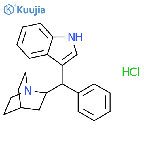 3-[1-azabicyclo[2.2.2]oct-2-yl(phenyl)methyl]-1H-indole hydrochloride structure