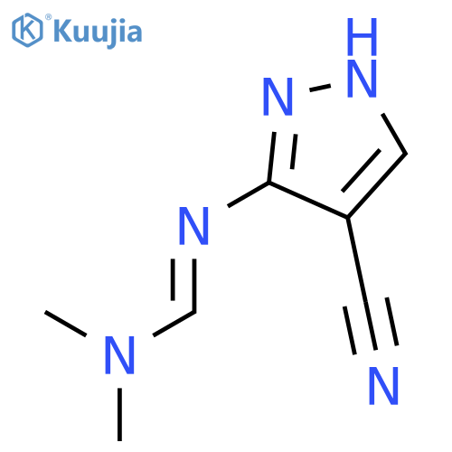 N'-(4-cyano-1H-pyrazol-5-yl)-N,N-dimethyliminoformamide structure