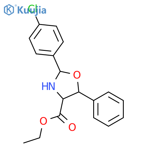4-Oxazolidinecarboxylic acid, 2-(4-chlorophenyl)-5-phenyl-, ethyl ester structure
