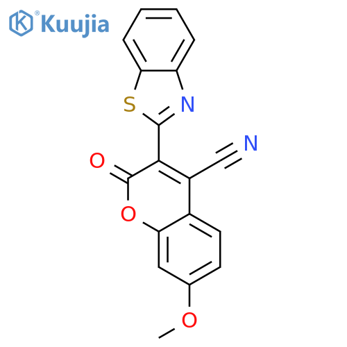 2H-1-BENZOPYRAN-4-CARBONITRILE, 3-(2-BENZOTHIAZOLYL)-7-METHOXY-2-OXO- structure