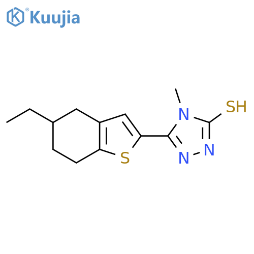 5-(5-Ethyl-4,5,6,7-tetrahydro-1-benzothiophen-2-yl)-4-methyl-4H-1,2,4-triazole-3-thiol structure