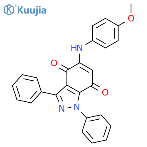 1H-Indazole-4,7-dione, 5-[(4-methoxyphenyl)amino]-1,3-diphenyl- structure