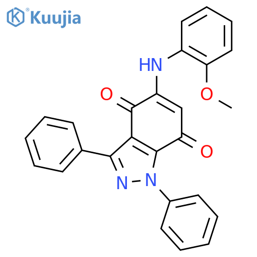 1H-Indazole-4,7-dione, 5-[(2-methoxyphenyl)amino]-1,3-diphenyl- structure