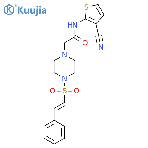 N-(3-cyanothiophen-2-yl)-2-[4-(2-phenylethenesulfonyl)piperazin-1-yl]acetamide structure