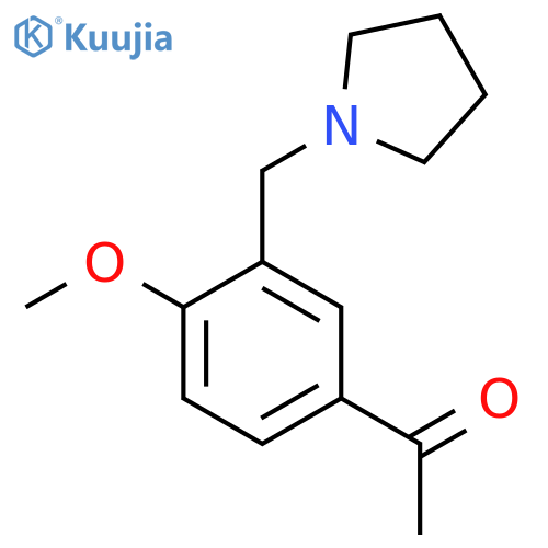 1-4-Methoxy-3-(pyrrolidin-1-ylmethyl)phenylethan-1-one structure