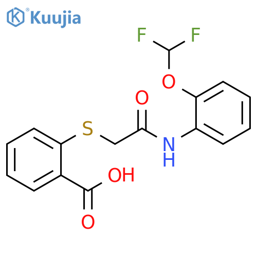2-({2-(difluoromethoxy)phenylcarbamoyl}methyl)sulfanylbenzoic acid structure