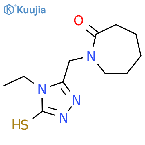 1-[(4-ethyl-5-sulfanyl-4H-1,2,4-triazol-3-yl)methyl]azepan-2-one structure