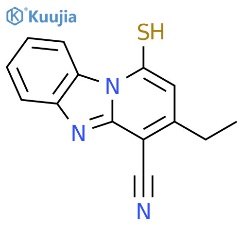 3-ethyl-1-mercaptopyrido[1,2-a]benzimidazole-4-carbonitrile structure