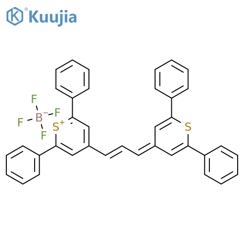 4-(1E)-3-(2,6-diphenyl-4H-thiopyran-4-ylidene)prop-1-en-1-yl-2,6-diphenyl-1-thiopyran-1-ylium; tetrafluoroboranuide structure