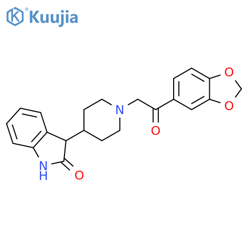 2H-Indol-2-one, 3-[1-[2-(1,3-benzodioxol-5-yl)-2-oxoethyl]-4-piperidinyl]-1,3-dihydro- structure