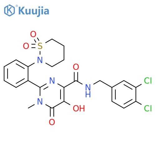 4-Pyrimidinecarboxamide,N-[(3,4-dichlorophenyl)methyl]-1,6-dihydro-5-hydroxy-1-methyl-6-oxo-2-[2-(tetrahydro-1,1-dioxido-2H-1,2-thiazin-2-yl)phenyl]- structure