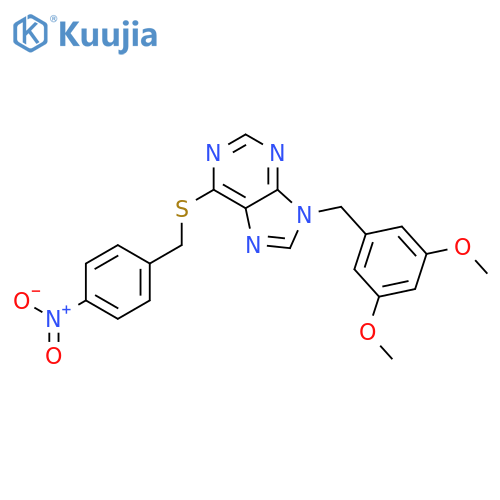 9H-Purine,9-[(3,5-dimethoxyphenyl)methyl]-6-[[(4-nitrophenyl)methyl]thio]- structure