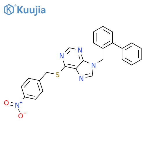 9H-Purine, 9-([1,1'-biphenyl]-2-ylmethyl)-6-[[(4-nitrophenyl)methyl]thio]- structure