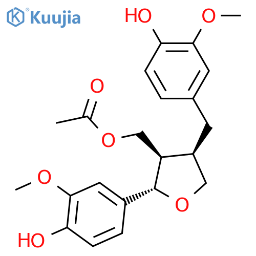 3-Furanmethanol,tetrahydro-2-(4-hydroxy-3-methoxyphenyl)-4-[(4-hydroxy-3-methoxyphenyl)methyl]-, a-acetate, (2S,3R,4R)- structure