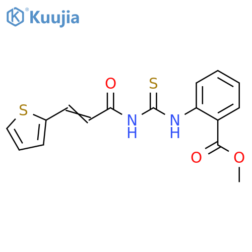 methyl 2-({(2E)-3-(thiophen-2-yl)prop-2-enamidomethanethioyl}amino)benzoate structure