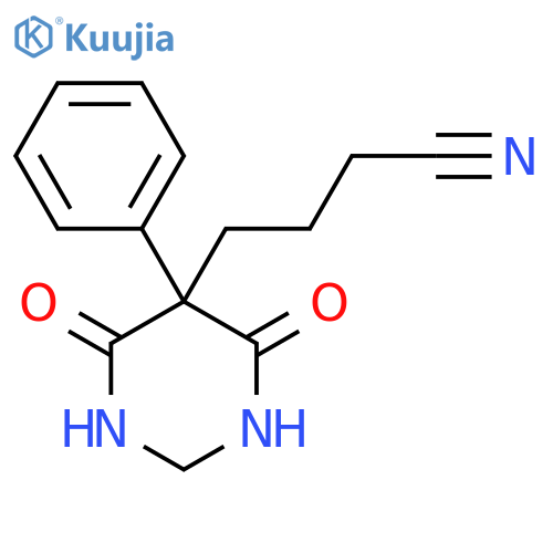 5-PYRIMIDINEBUTANENITRILE, HEXAHYDRO-4,6-DIOXO-5-PHENYL- structure