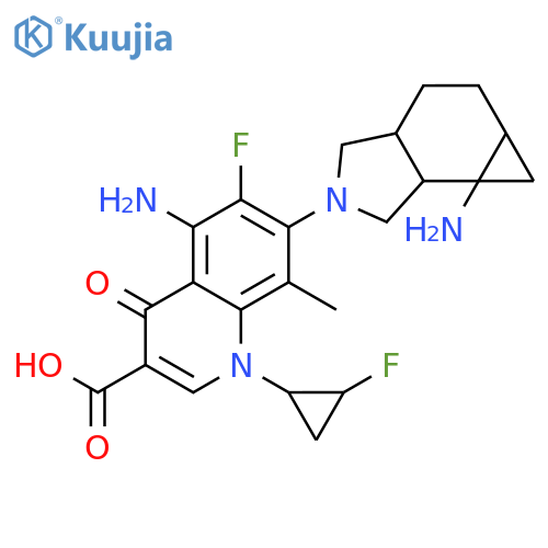3-Quinolinecarboxylic acid,5-amino-7-(6a-aminooctahydrocycloprop[e]isoindol-2(1H)-yl)-6-fluoro-1-[(1R,2S)-2-fluorocyclopropyl]-1,4-dihydro-8-methyl-4-oxo- structure