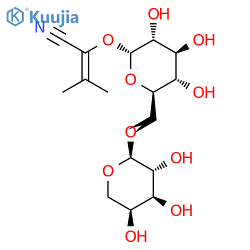 2-{[6-O-(alpha-L-arabinopyranosyl)-alpha-D-glucopyranosyl]oxy}-3-methylbut-2-enenitrile structure