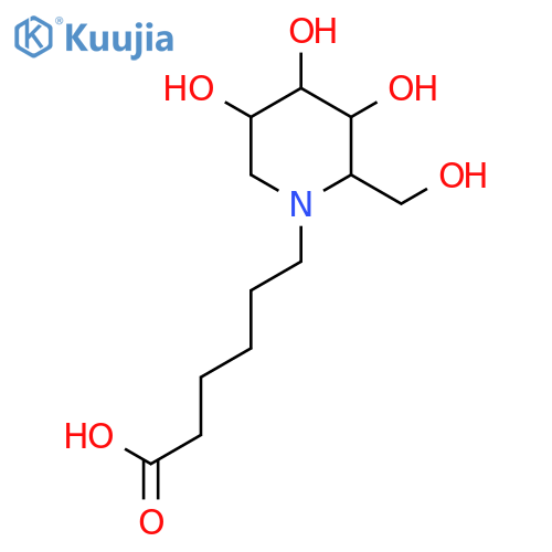 1-Piperidinepentanoicacid, 3,4,5-trihydroxy-2-(hydroxymethyl)-, [2R-(2a,3b,4a,5b)]- (9CI) structure