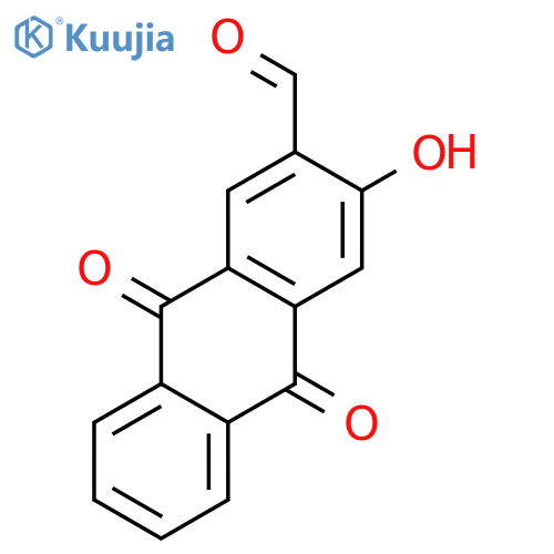 2-formyl-3-hydroxy-9,10-anthraquinone structure