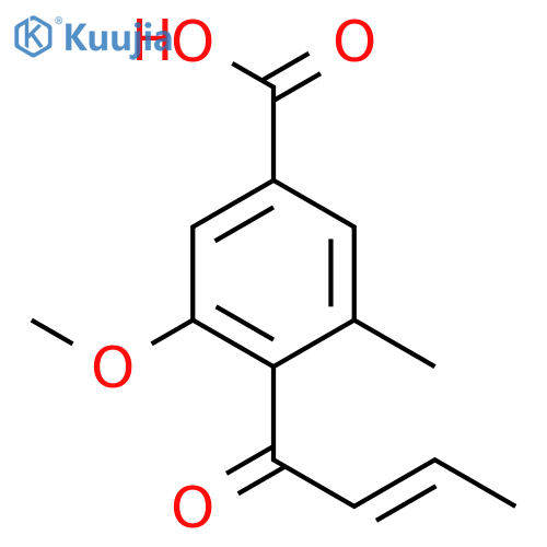 4-[(2E)-but-2-enoyl]-3-methoxy-5-methylbenzoic acid structure