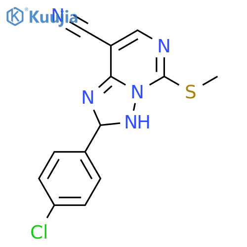 2-(4-chlorophenyl)-5-(methylsulfanyl)-2,3-dihydro[1,2,4]triazolo[1,5-c]pyrimidine-8-carbonitrile structure