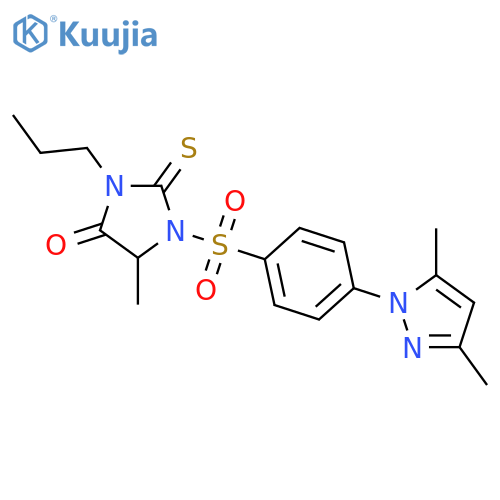 4-Imidazolidinone,1-[[4-(3,5-dimethyl-1H-pyrazol-1-yl)phenyl]sulfonyl]-5-methyl-3-propyl-2-thioxo- structure