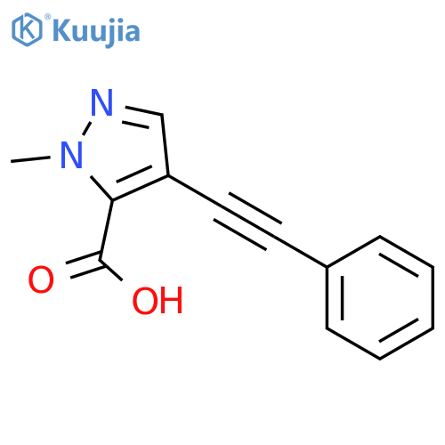 1H-PYRAZOLE-5-CARBOXYLIC ACID, 1-METHYL-4-(PHENYLETHYNYL)- structure