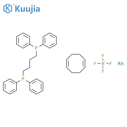 [1,4-BIS(DIPHENYLPHOSPHINO)BUTANE](1,5-CYCLOOCTADIENE)RHODIUM(I) TETRA-FLUOROBORATE structure