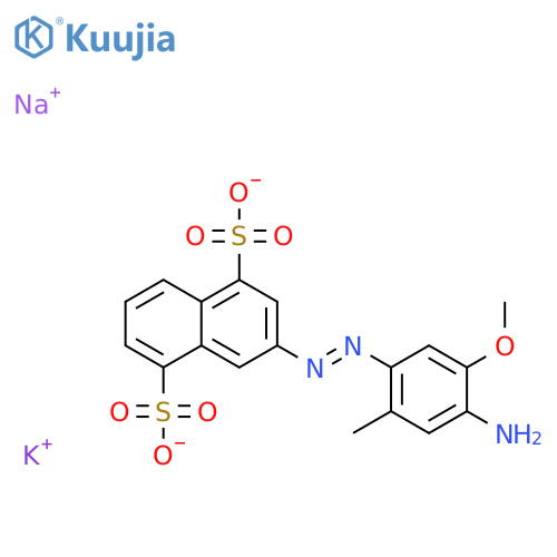 1,5-Naphthalenedisulfonic acid, 3-((4-amino-5-methoxy-2-methylphenyl)azo)-, potassium sodium salt structure