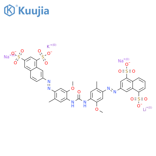 1,3-Naphthalenedisulfonic acid, 7-((4-((((4-((4,8-disulfo-2-naphthalenyl)azo)-2-methoxy-5-methylphenyl)amino)carbonyl)amino)-5-methoxy-2-methylphenyl)azo)-, lithium potassium sodium salt structure