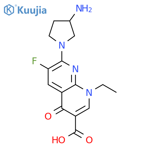 1,8-Naphthyridine-3-carboxylicacid, 7-(3-amino-1-pyrrolidinyl)-1-ethyl-6-fluoro-1,4-dihydro-4-oxo- structure