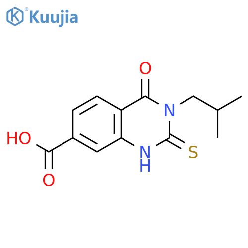 3-(2-methylpropyl)-4-oxo-2-sulfanyl-3,4-dihydroquinazoline-7-carboxylic acid structure