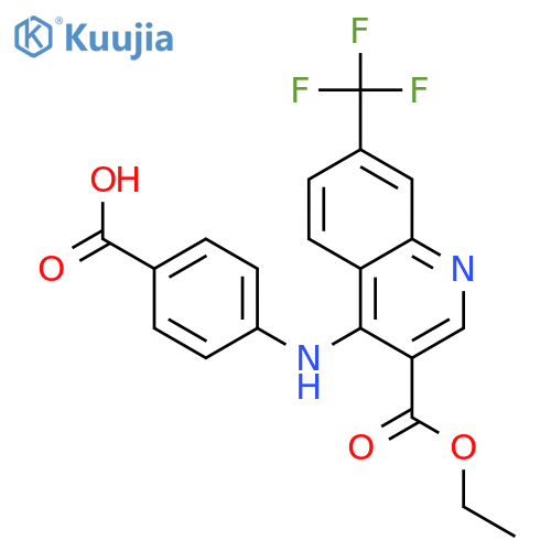 4-{3-(ethoxycarbonyl)-7-(trifluoromethyl)quinolin-4-ylamino}benzoic acid structure
