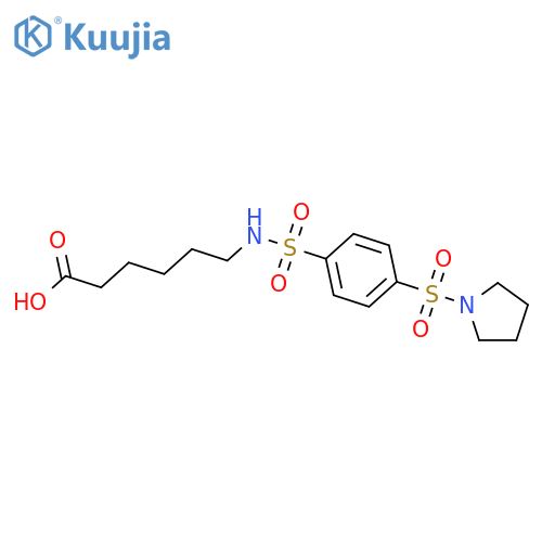 6-4-(pyrrolidine-1-sulfonyl)benzenesulfonamidohexanoic acid structure