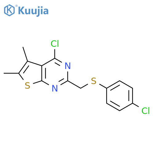 4-chloro-2-{(4-chlorophenyl)sulfanylmethyl}-5,6-dimethylthieno2,3-dpyrimidine structure