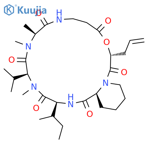 (3R,10S,13S,16S,19S)-16-Butan-2-yl-10,11,14-trimethyl-13-propan-2-yl-3-prop-2-enyl-4-oxa-1,8,11,14,17-pentazabicyclo[17.4.0]tricosane-2,5,9,12,15,18-hexone structure