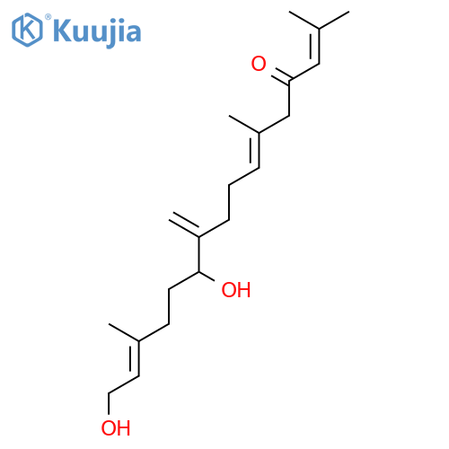 (2E,10E)-1,6-dihydroxy-7-methylene-13-keto-3,11,15-trimethylhexadeca-2,10,14-triene structure