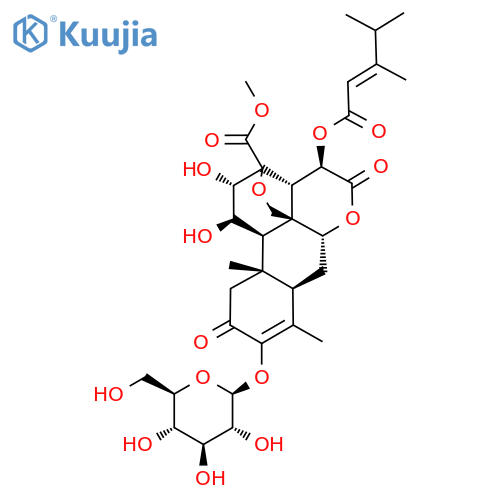 Methyl (1R,2S,3R,6R,8R,13S,14R,15R,16S)-3-[(E)-3,4-dimethylpent-2-enoyl]oxy-15,16-dihydroxy-9,13-dimethyl-4,11-dioxo-10-[(2S,3R,4S,5S,6R)-3,4,5-trihydroxy-6-(hydroxymethyl)oxan-2-yl]oxy-5,18-dioxapentacyclo[12.5.0.01,6.02,17.08,13]nonadec-9-ene-17-carboxylate structure