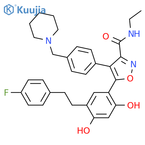3-Isoxazolecarboxamide, N-ethyl-5-[5-[2-(4-fluorophenyl)ethyl]-2,4-dihydroxyphenyl]-4-[4-(1-piperidinylmethyl)phenyl]- structure