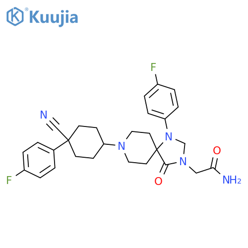 1,3,8-Triazaspiro[4.5]decane-3-acetamide,8-[4-cyano-4-(4-fluorophenyl)cyclohexyl]-1-(4-fluorophenyl)-4-oxo-, cis- (9CI) structure