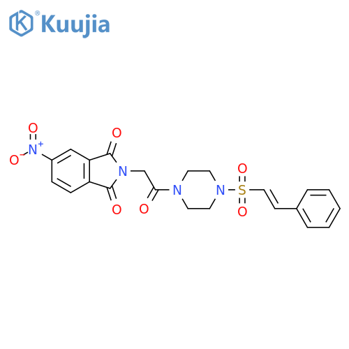 5-nitro-2-{2-oxo-2-[4-(2-phenylethenesulfonyl)piperazin-1-yl]ethyl}-2,3-dihydro-1H-isoindole-1,3-dione structure