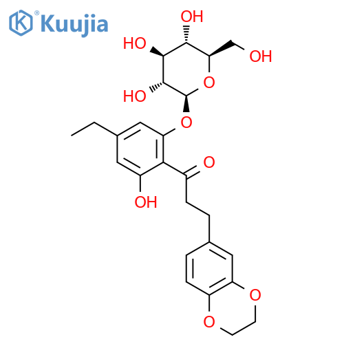 3-(2,3-Dihydro-1,4-benzodioxin-6-yl)-1-4-ethyl-2-(β-D-glucopyranosyloxy)-6-hydroxyphenyl-1-propanone structure