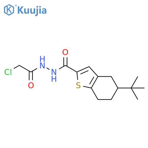 <br>5-tert-butyl-N'-(chloroacetyl)-4,5,6,7-tetrahydro-1-benzothiophene-2-carboh ydrazide structure