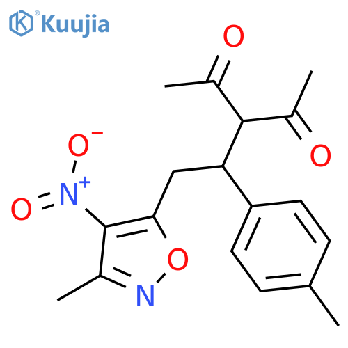 2,4-Pentanedione, 3-[2-(3-methyl-4-nitro-5-isoxazolyl)-1-(4-methylphenyl)ethyl]- structure