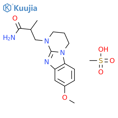 3-(8-methoxy-3,4-dihydropyrimido[1,2-a]benzimidazol-1(2H)-yl)-2-methylpropanamide methanesulfonate structure