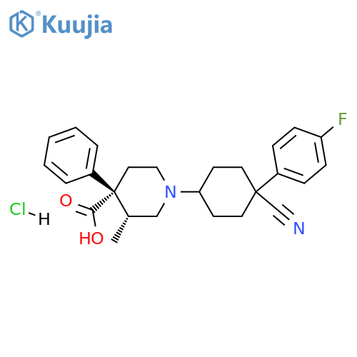 ()-[1-(cis),3&#x3B1;,4&#x3B2;]-1-[4-cyano-4-(4-fluorophenyl)cyclohexyl]-3-methyl-4-phenylpiperidine-4-carboxylic acid monohydrochloride structure